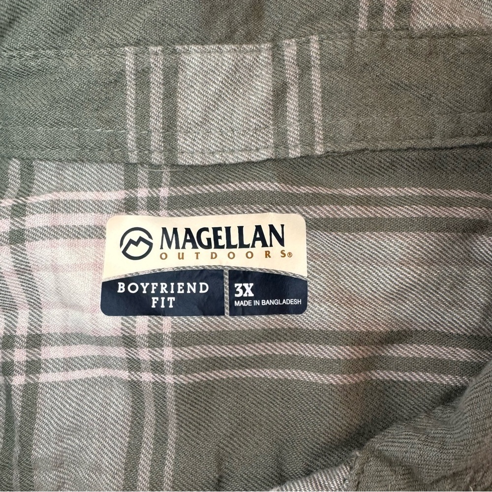 Magellan Outdoors Fish Gear Long Sleeve Green Boyfriend Fit Women's shirt 3X - Picture 7 of 10